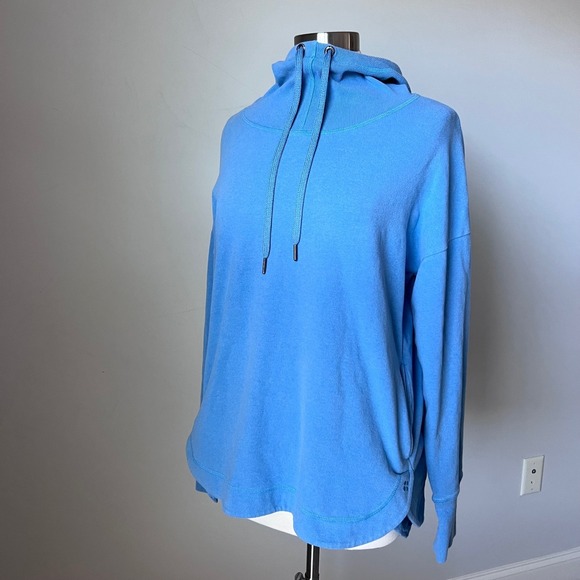 Sweaty Betty Blue Cowl Neck Hoodie Sweatshirt Womens Size 12 - Picture 3 of 16